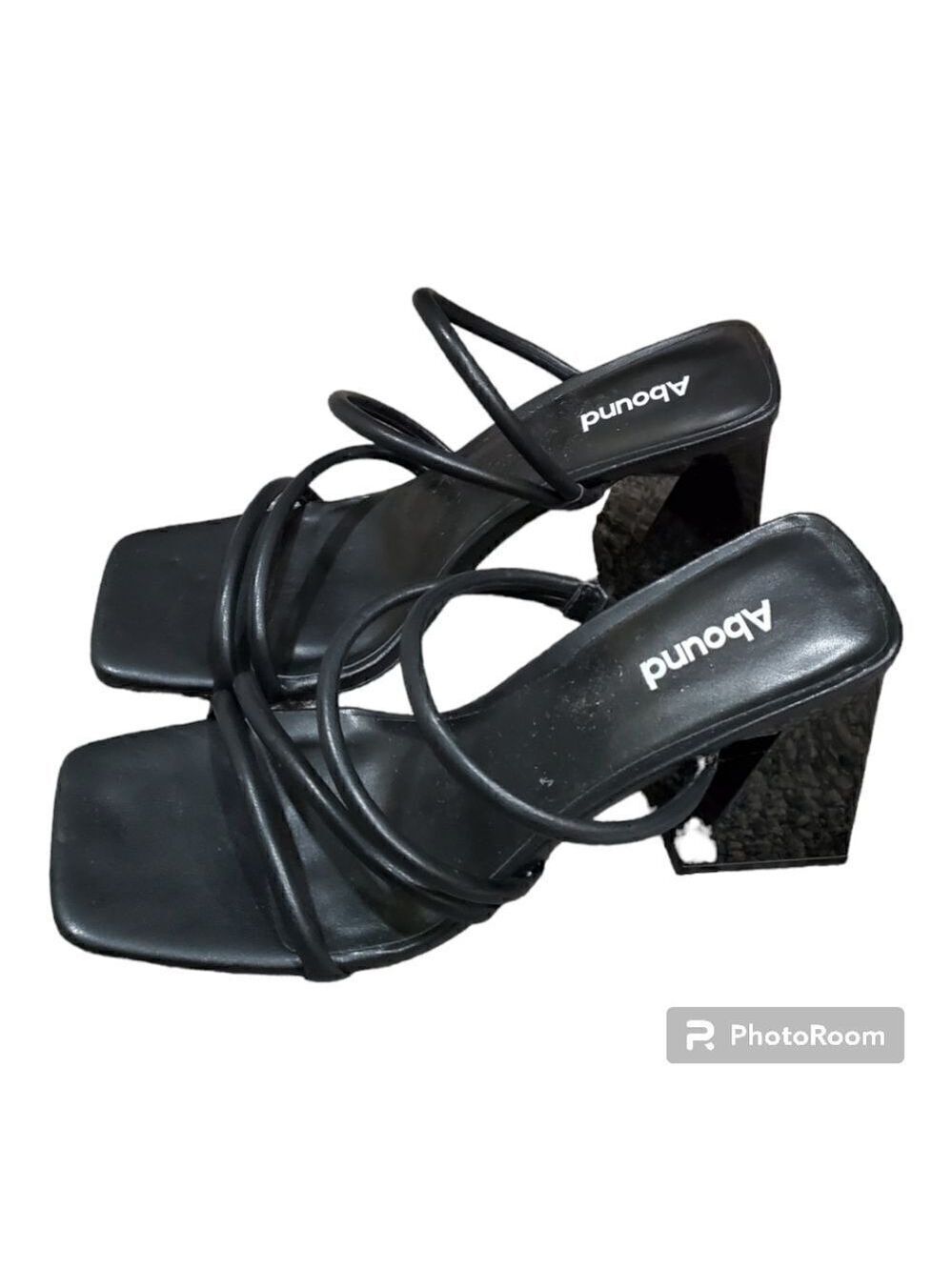Abound Black Strappy Block Heel Mules Size 9